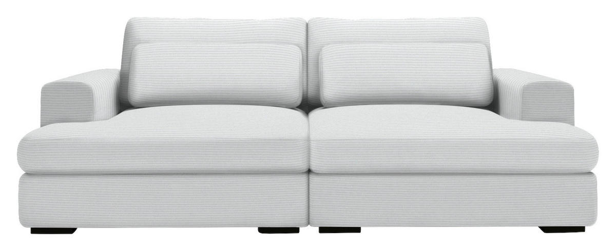 BIGSOFA in Cord Silberfarben  - Silberfarben/Schwarz, Design, Textil (223/80/158cm) - Lomoco