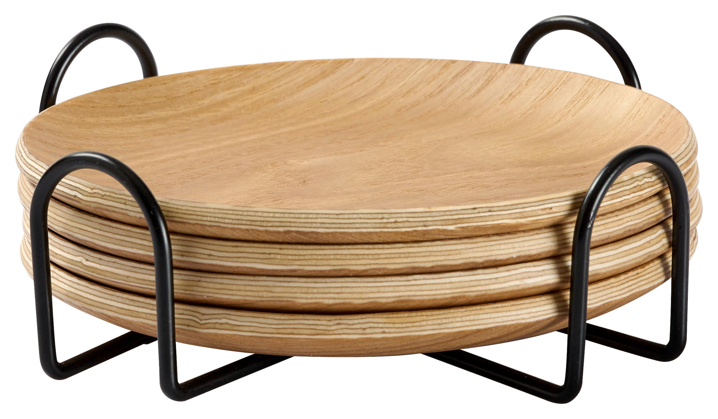 Suport 5 piese  - maro deschis, Design, lemn/metal - Novel