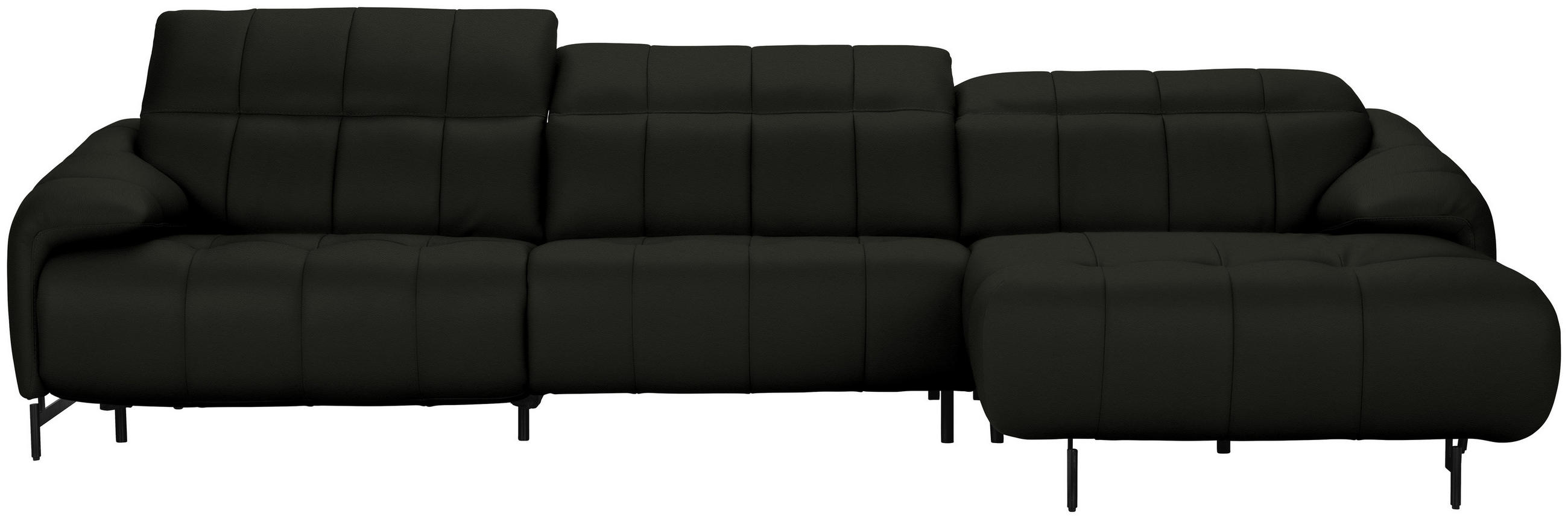 ECKSOFA in Echtleder Schwarz  - Schwarz, Design, Leder/Metall (313/165cm) - Emilio Belluti