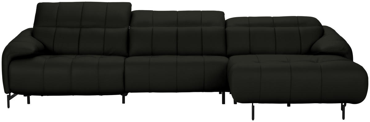 ECKSOFA in Echtleder Schwarz  - Schwarz, Design, Leder/Metall (313/165cm) - Emilio Belluti