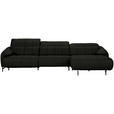 ECKSOFA in Echtleder Schwarz  313/165 cm  - Schwarz, Design, Leder/Metall (313/165cm) - Emilio Belluti
