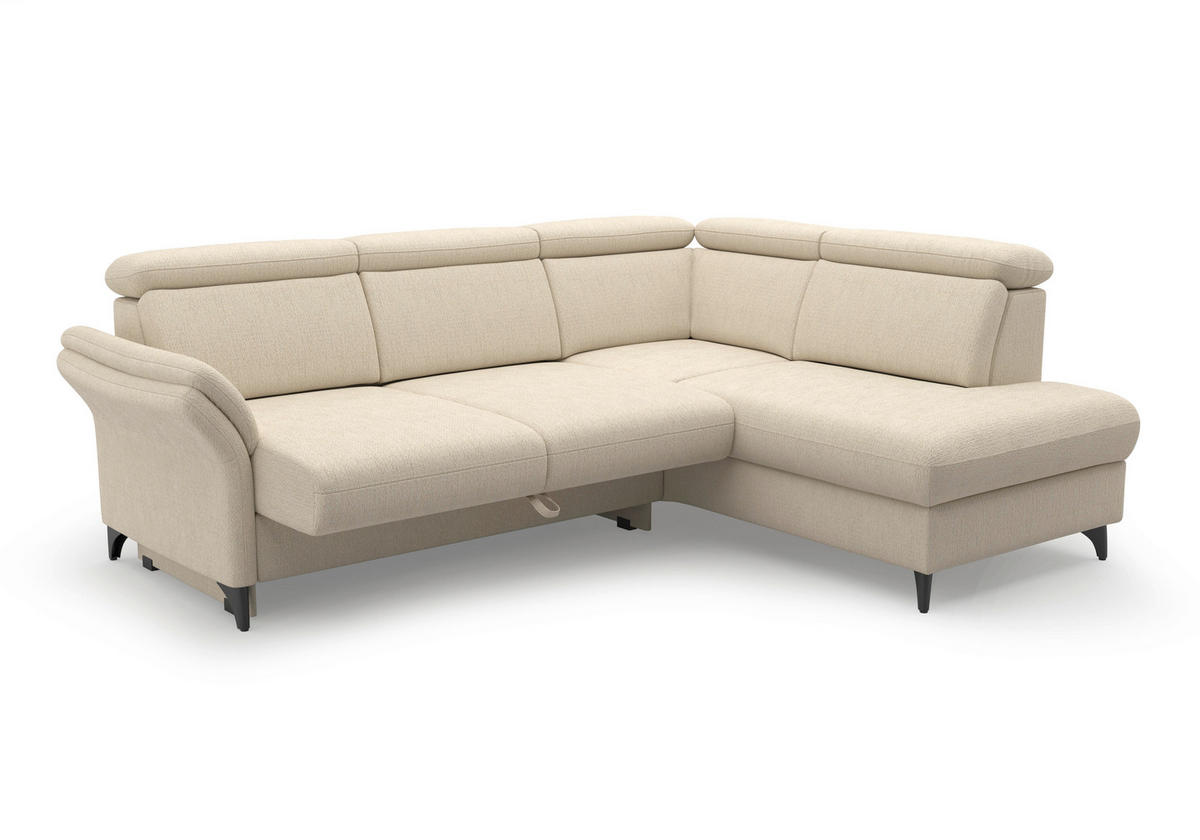 ECKSOFA GLENDALE E Sandfarben Chenille  - Sandfarben/Schwarz, KONVENTIONELL, Textil/Metall (247/193cm) - Sit & More