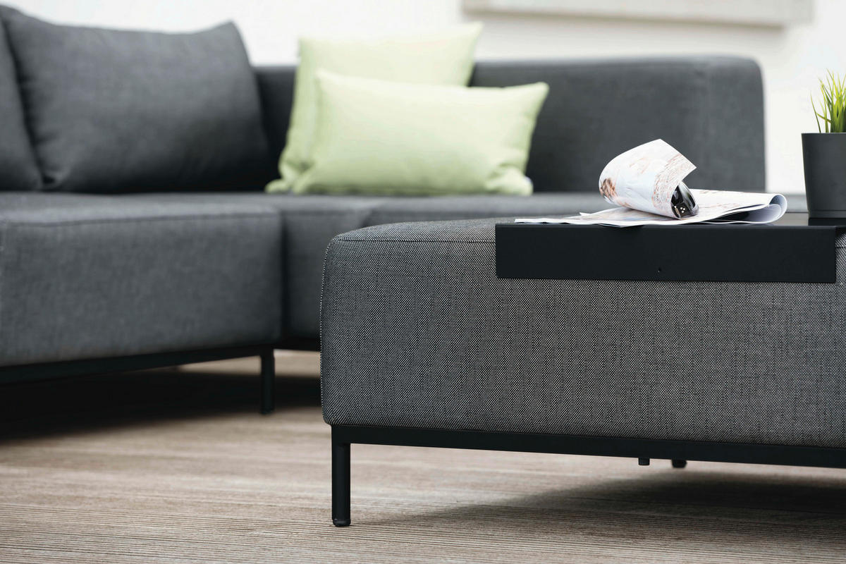 LOUNGEHOCKER  - Anthrazit, Basics, Textil/Metall (99/40/99cm) - Stern