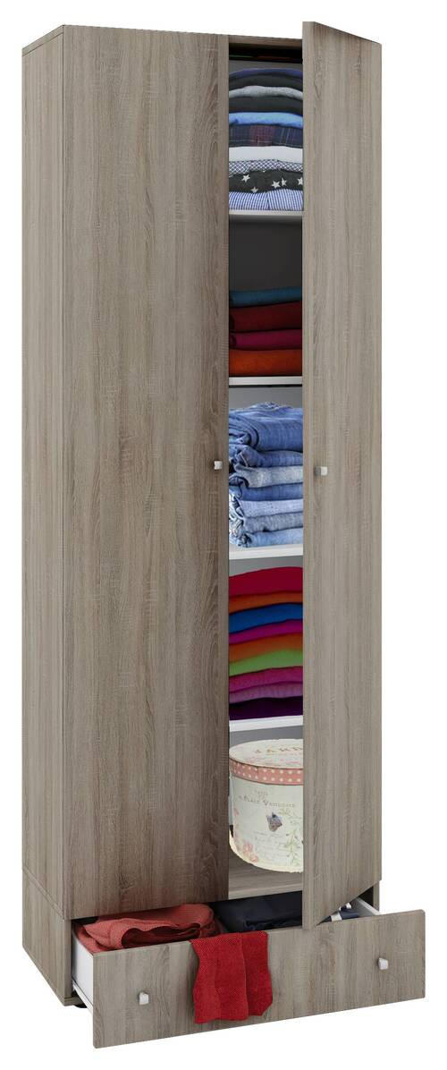 MEHRZWECKSCHRANK 70/198/39 cm  in Sonoma Eiche  - Silberfarben/Schwarz, MODERN, Holzwerkstoff/Kunststoff (70/198/39cm) - MID.YOU