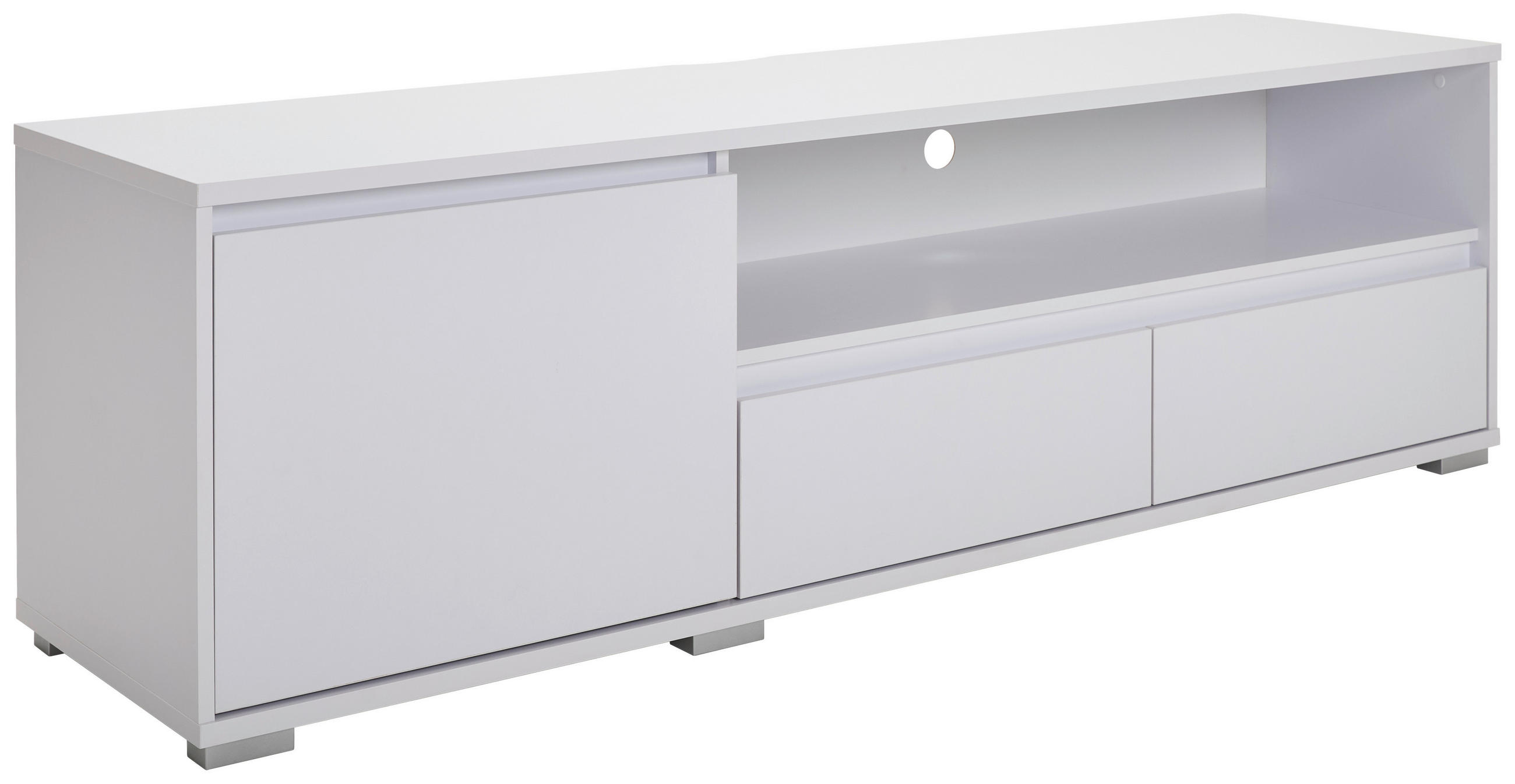 TV-BÄNK  180/55/48 cm 2 låda(or) stående  - vit/kromfärg, Design, trämaterial/plast (180/55/48cm) - Best Price