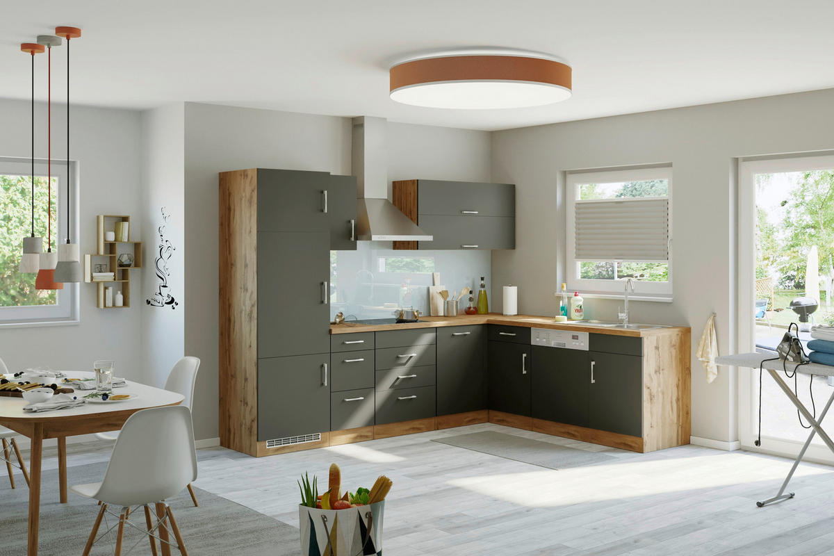 ECKKÜCHE 210/270 cm  in Anthrazit  - Eichefarben/Anthrazit, MODERN, Holzwerkstoff (210/270cm) - Held