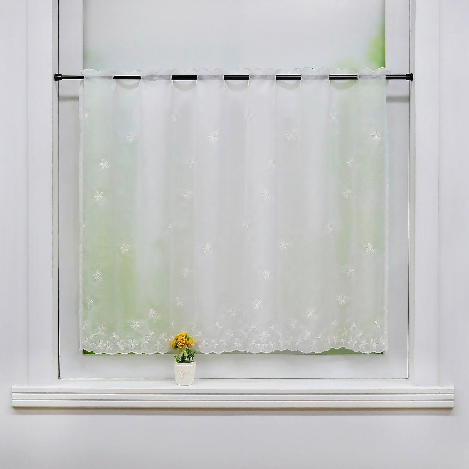 SCHEIBENGARDINE   110/75 cm   - Weiß, Basics, Textil (110/75cm)