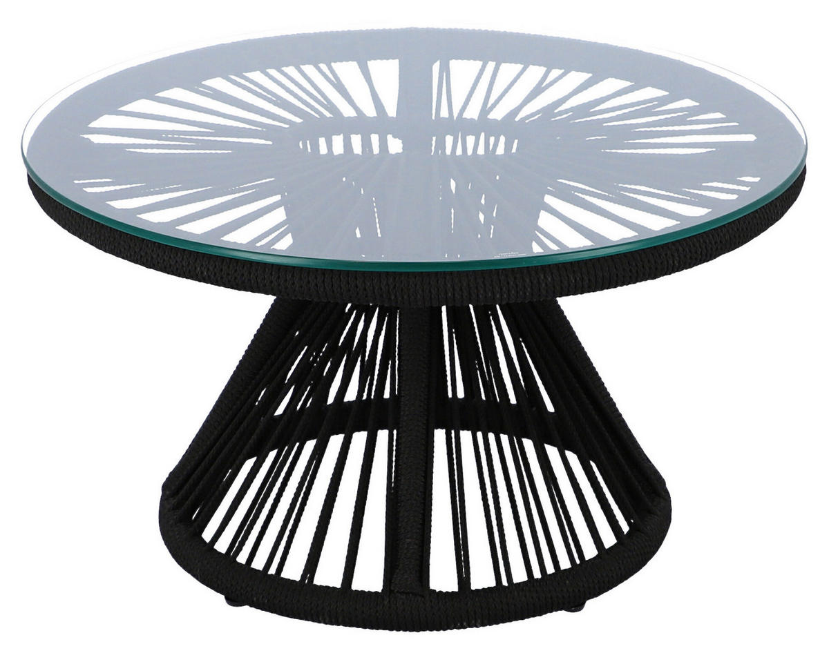 GARTENBEISTELLTISCH 65/65/35 cm Textil  - Schwarz, MODERN, Glas/Textil (65/65/35cm) - Jan Kurtz