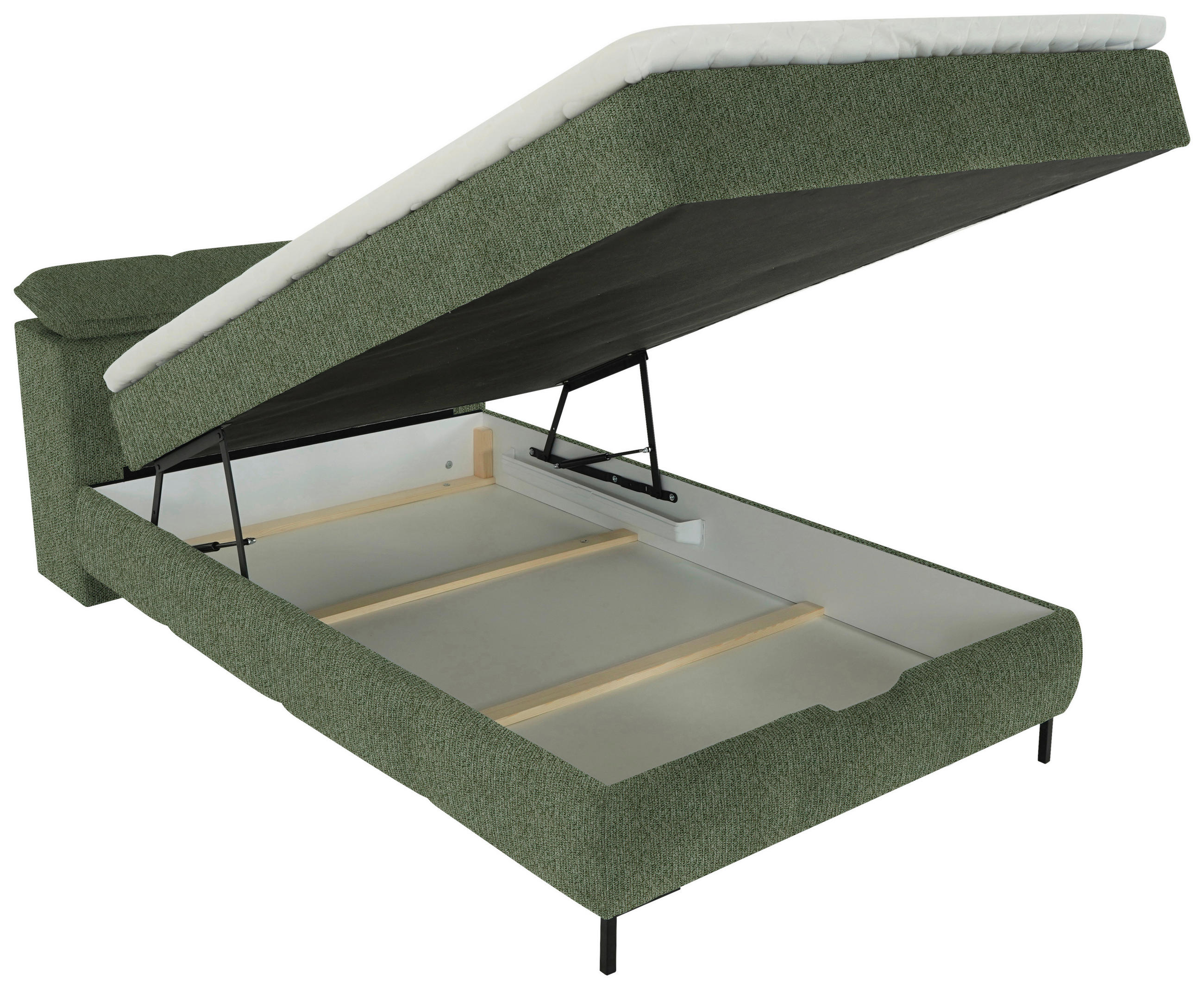 BOXBETT 120/200 cm  in Waldgrün  - Waldgrün/Schwarz, KONVENTIONELL, Holz/Holzwerkstoff (120/200cm) - Xora