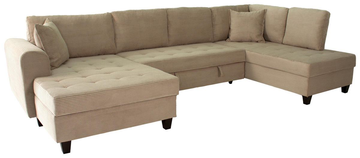 WOHNLANDSCHAFT MORITZ Graubraun Cord  - Graubraun, Trend, Textil (155/324/178cm) - P & B