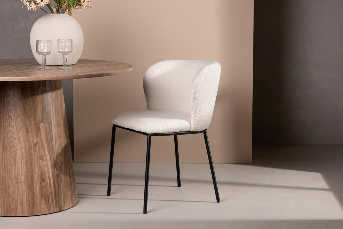STOL stål bouclé  - vit/svart, Design, metall/textil (55/76/56cm) - Niels Andersson