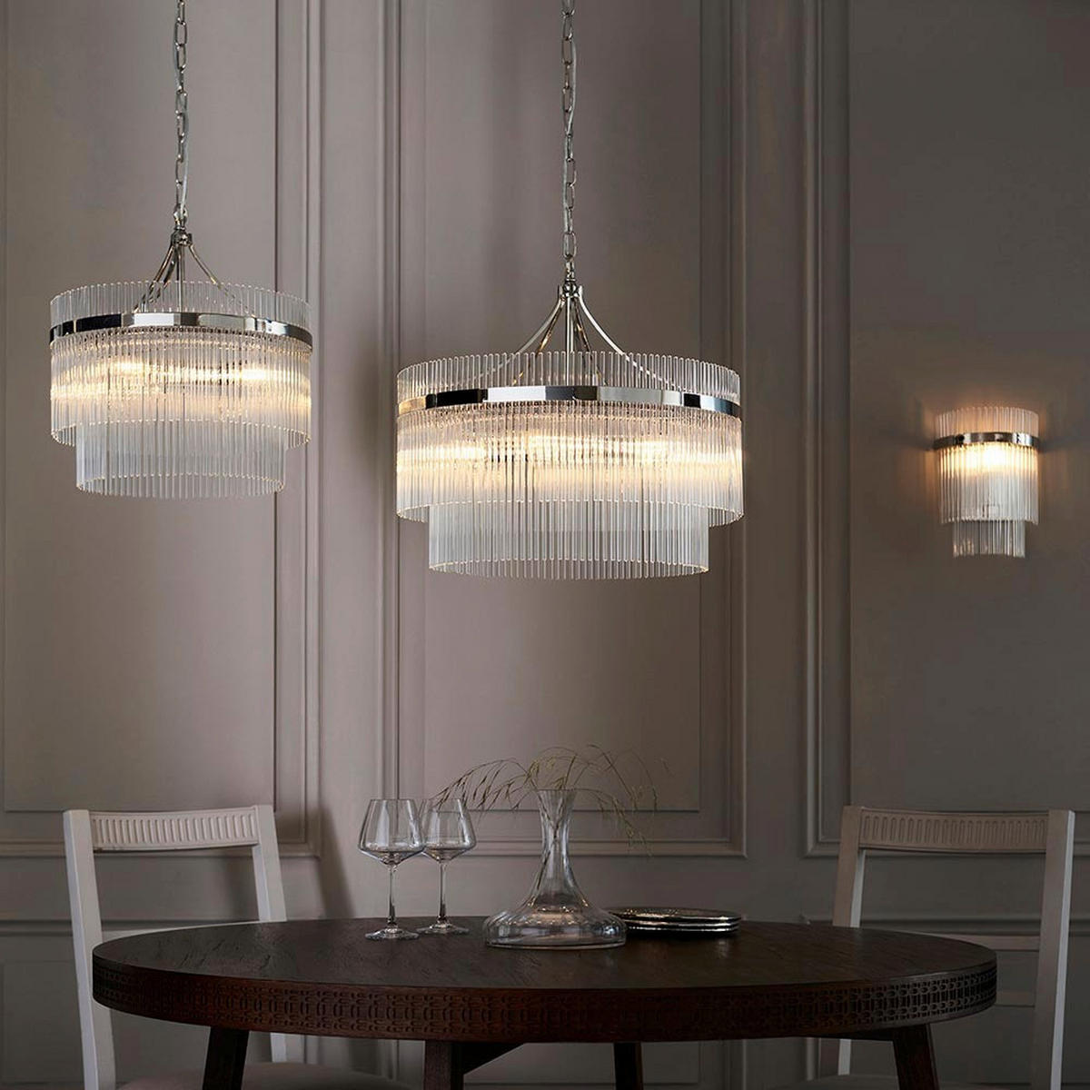 KRISTALL-HÄNGELEUCHTE 50/62-200 cm   - Transparent, KONVENTIONELL, Glas (50/62-200cm)