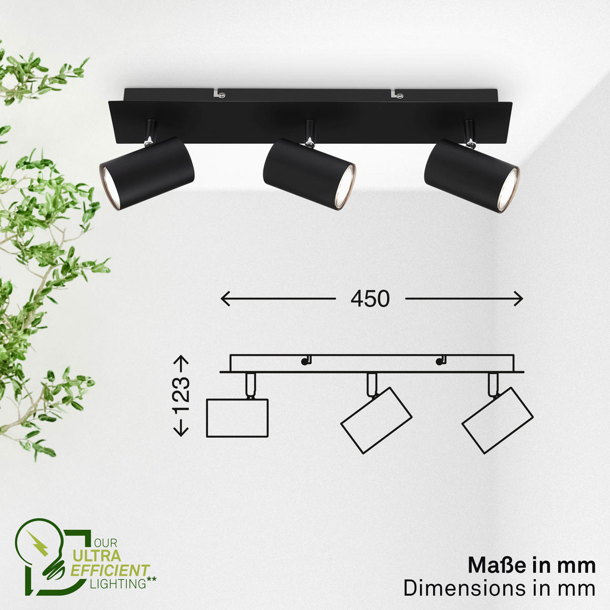 LED-STRAHLER Isil A 45/8/12,3 cm   - Schwarz, Basics, Metall (45/8/12,3cm) - Briloner