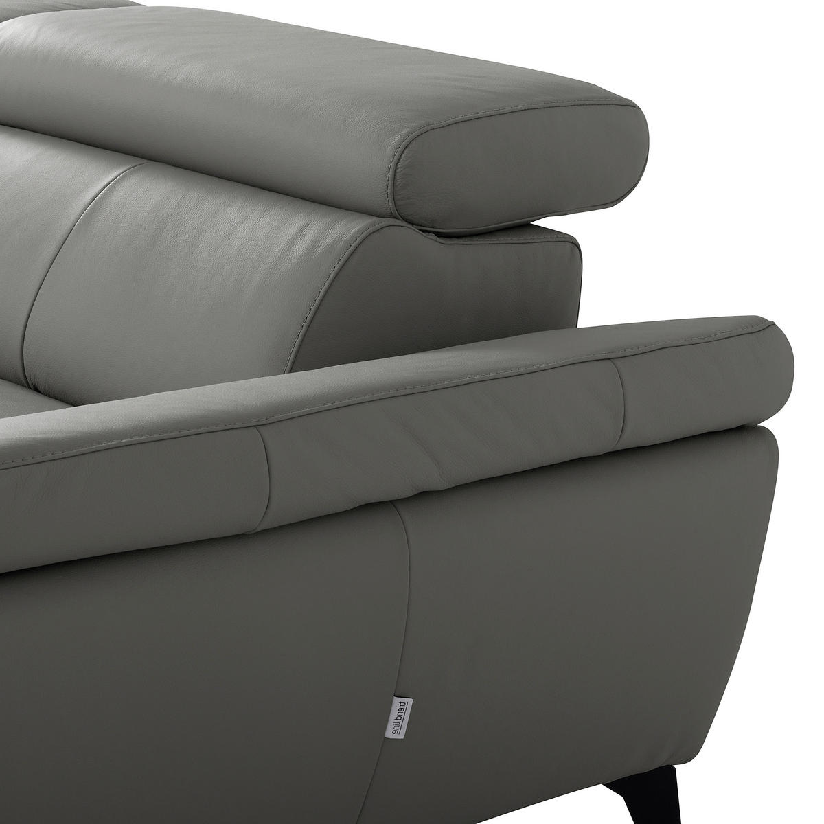 ECKSOFA SONO in Lederlook Echtleder Anthrazit Armteilverstellung, Kopfteilverstellung  252/179 cm  - Anthrazit/Schwarz, Design, Leder/Textil (252/179cm) - Livetastic