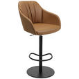 BARHOCKER in Metall, Leder Cognac  - Cognac/Schwarz, Design, Leder/Metall (59/109,5-120/42cm) - Johann Jakob