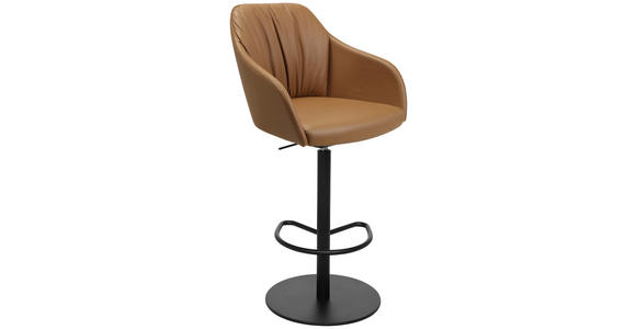 BARHOCKER in Metall, Leder Cognac - Cognac/Schwarz, Design, Leder/Metall (59/109,5-120/42cm) - Johann Jakob