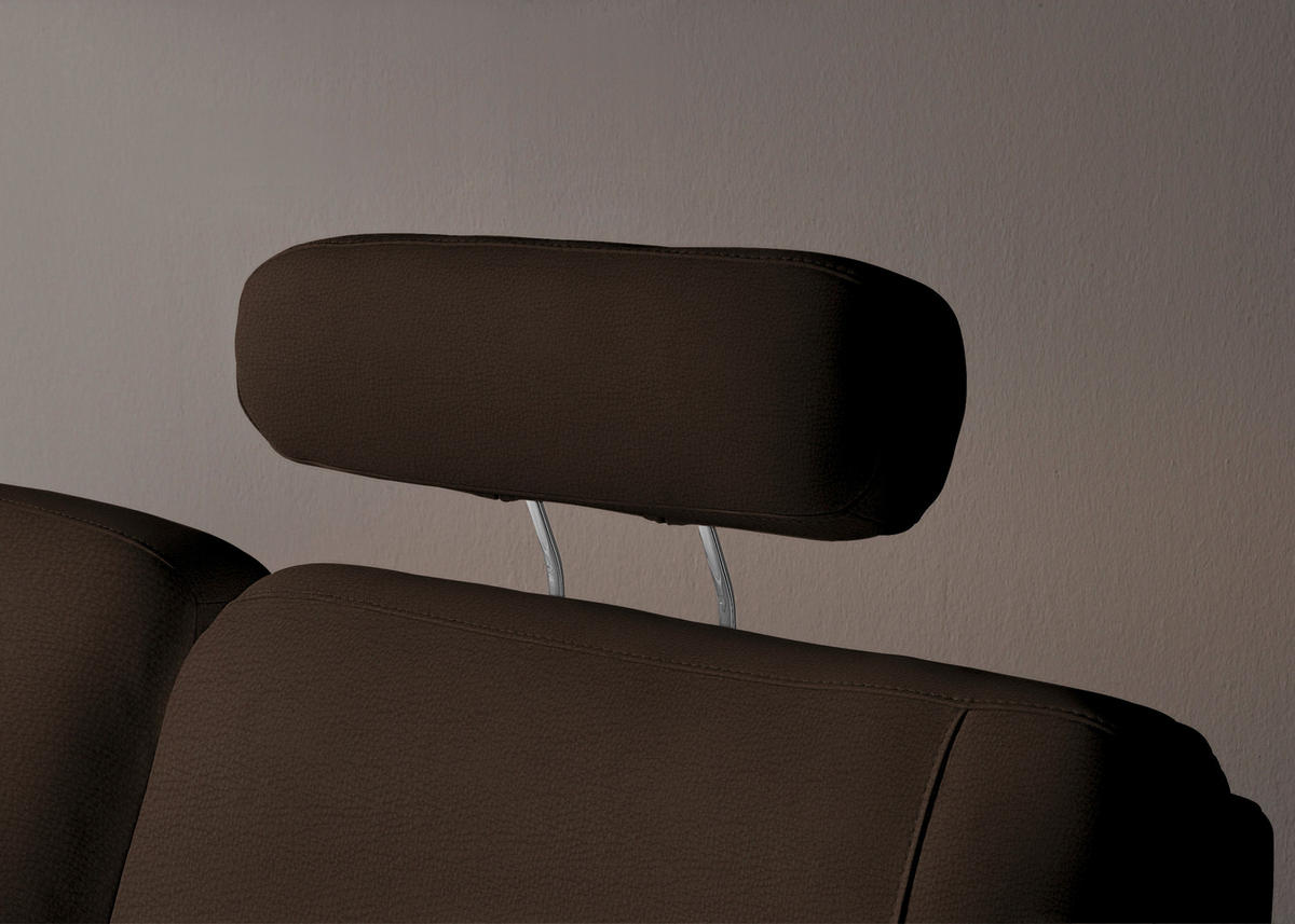 WOHNLANDSCHAFT  in Echtleder Dunkelbraun  - Dunkelbraun/Alufarben, KONVENTIONELL, Leder/Metall (239/329/165cm) - Beldomo Premium