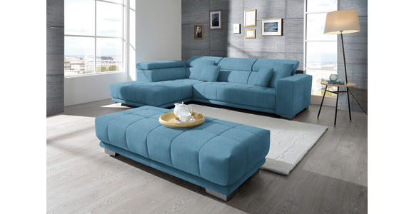 ECKSOFA  in Mikrofaser Pastellblau  207/301 cm  - Chromfarben/Pastellblau, Design, Textil/Metall (207/301cm) - Xora
