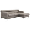 ECKSOFA Grau Echtleder  - Chromfarben/Grau, Design, Leder/Metall (227/168cm) - Livetastic