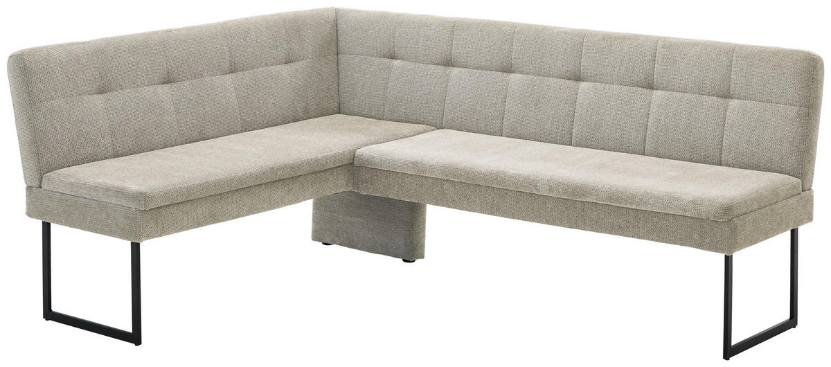 ECKBANK 155/213 cm Webstoff Beige   - Beige/Schwarz, Design, Textil/Metall (155/213cm) - Novel