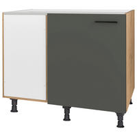 ECKUNTERSCHRANK 125/87/65 cm  - Eichefarben/Schwarz, MODERN, Holzwerkstoff/Metall (125/87/65cm) - Nobilia