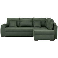 ECKSOFA inkl. Funktionen Dunkelgrün Cord  - Dunkelgrün/Schwarz, Design, Kunststoff/Textil (265/182cm) - Stylife