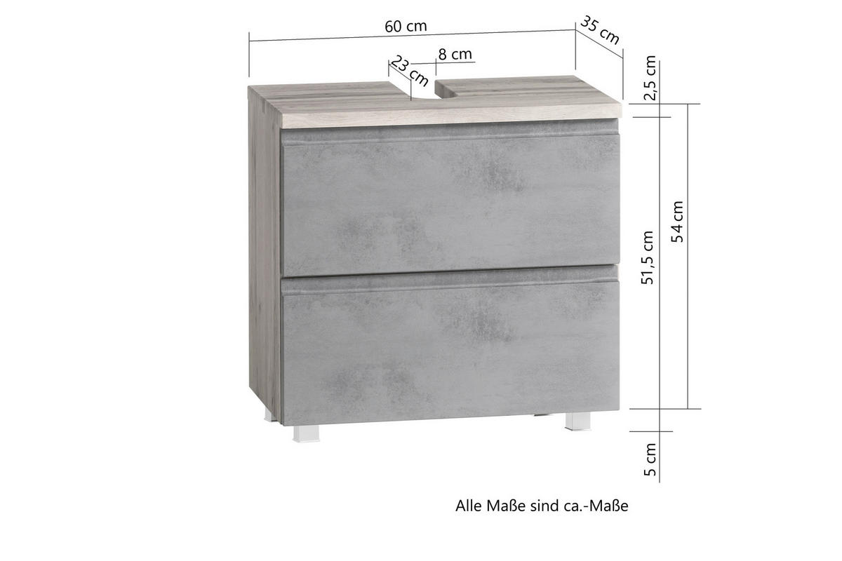 WASCHBECKENUNTERSCHRANK 60/59/35 cm  - Eiche Wotan/Weiß, MODERN, Holzwerkstoff (60/59/35cm) - Held