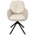 ARMLEHNSTUHL  in Eisen Webstoff  - Beige/Schwarz, Design, Textil/Metall (59/90/64cm) - Linea Natura
