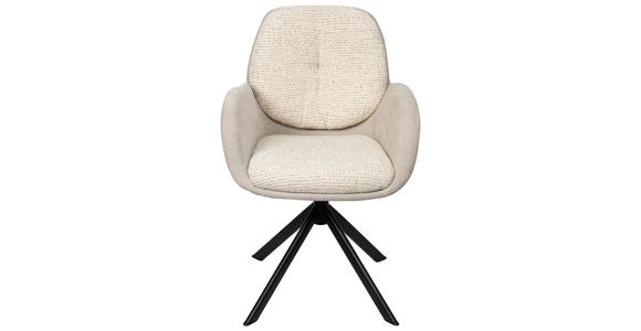 ARMLEHNSTUHL  in Eisen Webstoff  - Beige/Schwarz, Design, Textil/Metall (59/90/64cm) - Linea Natura