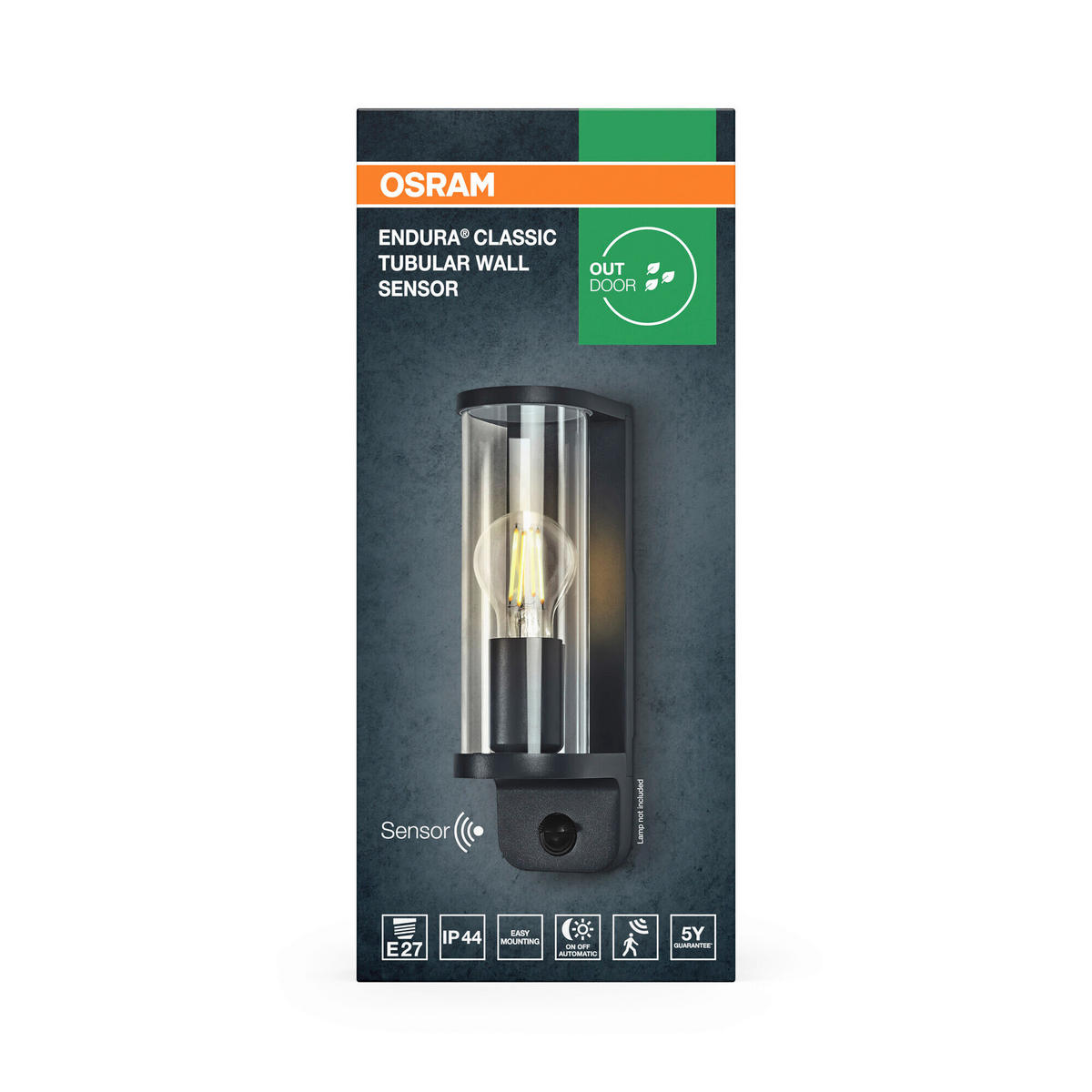 AUßENLEUCHTE 8,2/11,8/27,8 cm   - Dunkelgrau, Basics, Glas/Metall (8,2/11,8/27,8cm) - Osram