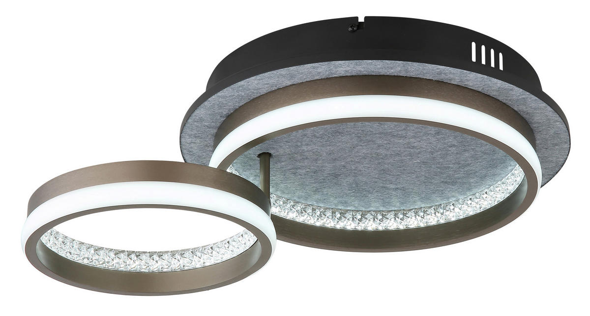 LED-DECKENLEUCHTE DELLA 47,2/34/14 cm   - Klar/Schwarz, Design, Kunststoff/Metall (47,2/34/14cm) - Globo