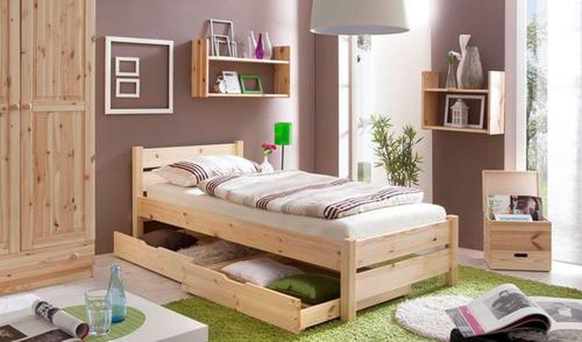 BETT 90/200 cm  in Kieferfarben  - Kieferfarben, Natur, Holz (90/200cm) - MID.YOU