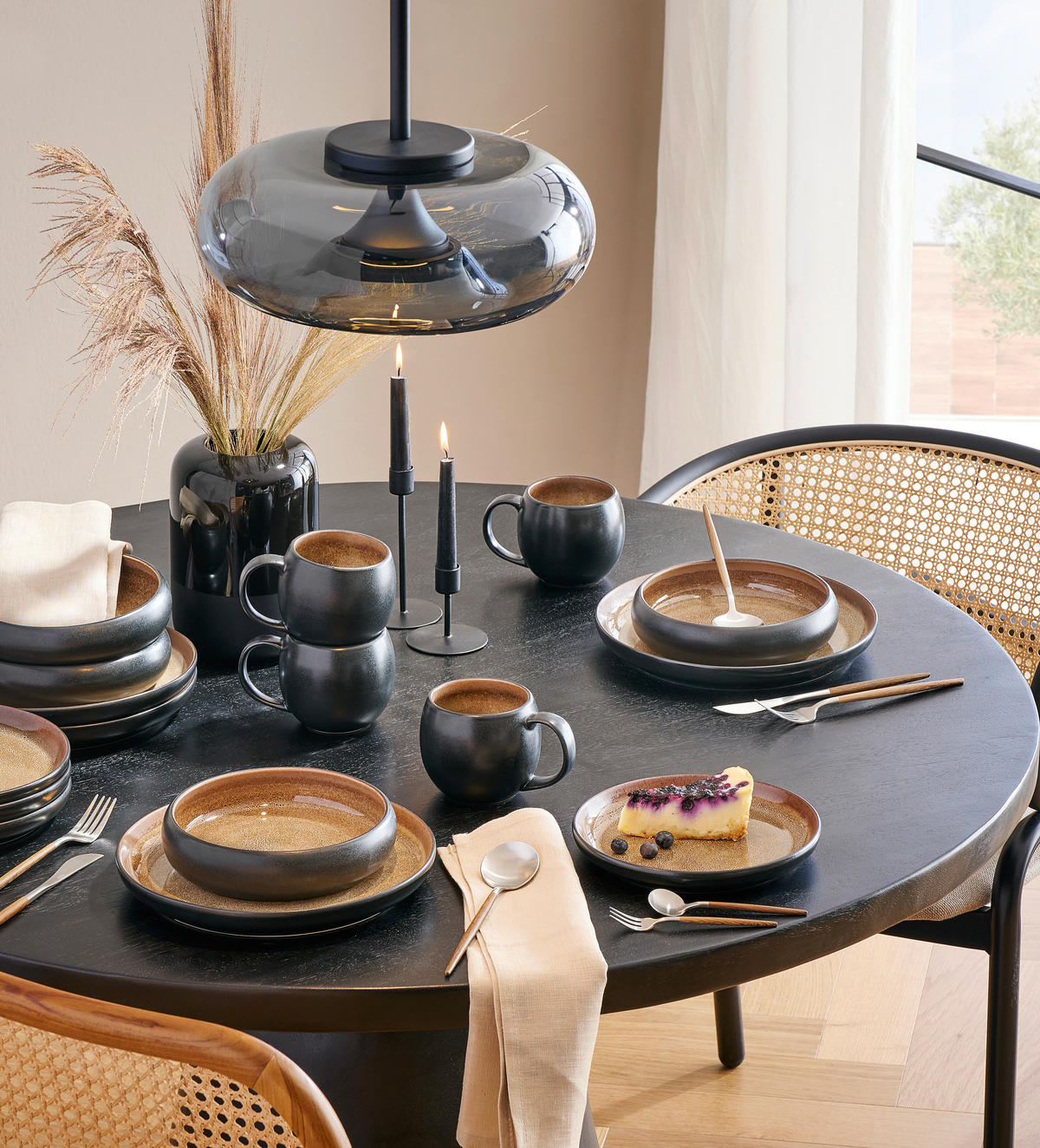 BESTECKSET 30-teilig Edelstahl  - Edelstahlfarben/Akaziefarben, Design, Metall - Novel