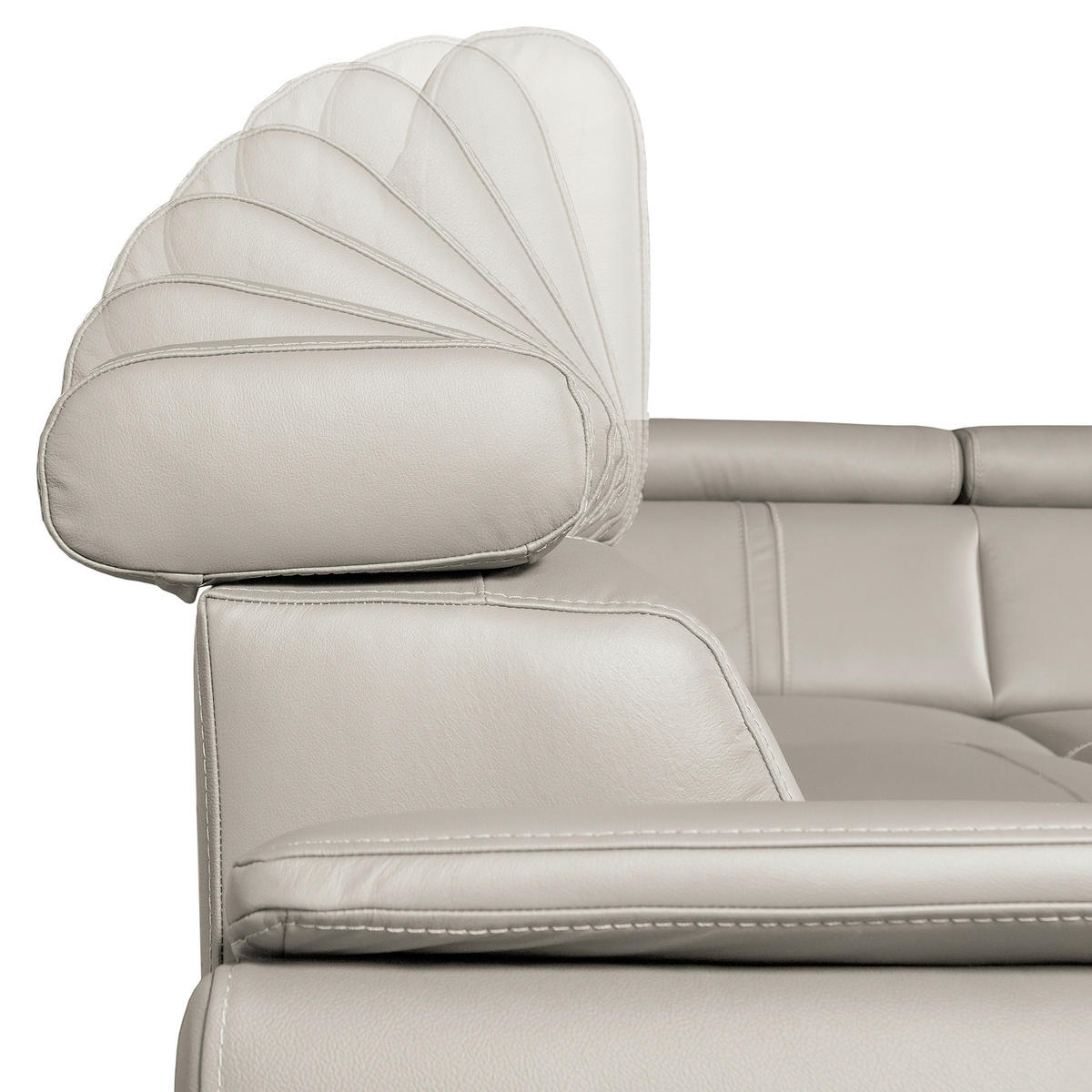 ECKSOFA  in Echtleder Platinfarben  - Platinfarben/Wengefarben, Design, Leder/Holz (265/265cm) - Livetastic