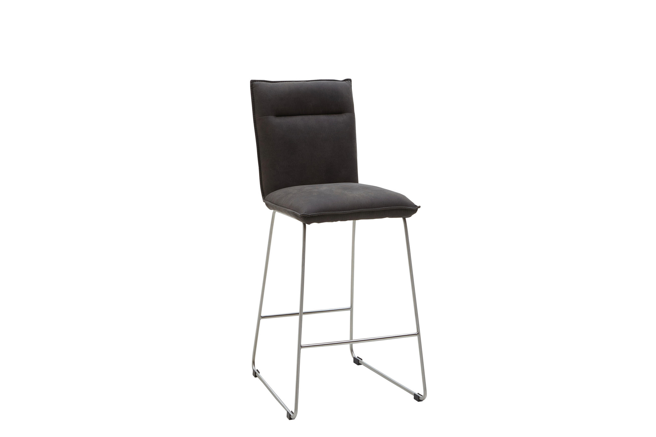 BARHOCKER Mikrofaser Anthrazit, Edelstahlfarben  - Edelstahlfarben/Anthrazit, Design, Textil/Metall (56/114/62cm) - Valnatura