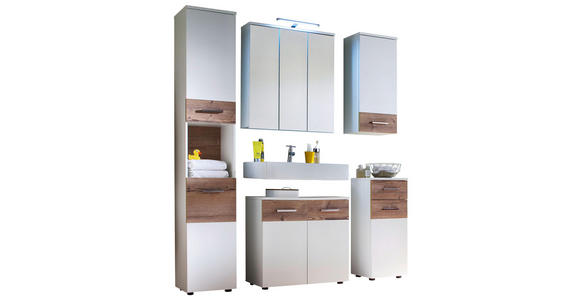 BADEZIMMER - Eichefarben/Weiß, Design, Glas/Holzwerkstoff (170/194/35cm) - Xora
