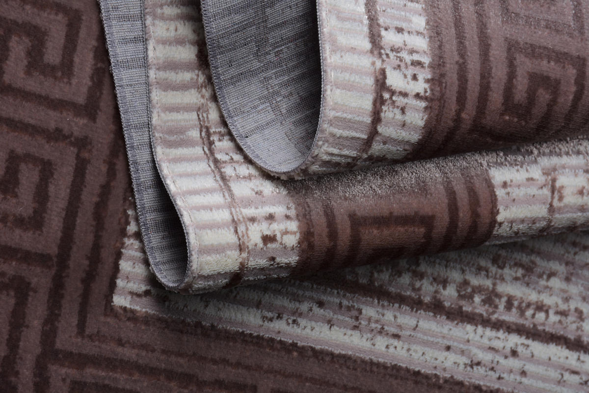 VINTAGE-TEPPICH 160/230 cm Samt Braun, Hellgrau  - Hellgrau/Braun, LIFESTYLE, Kunststoff/Textil (160/230cm) - Novel