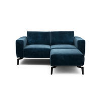 Zweisitzer inkl. Hocker Samt Dunkelblau  - Schwarz/Dunkelblau, Design, Textil/Metall (180/86/86-94cm) - SENSOO