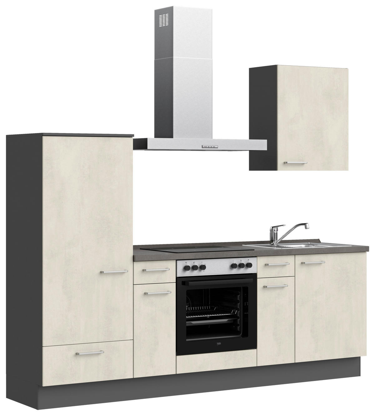 KÜCHENBLOCK Riva 240 cm  in Weiß, Schieferfarben  - Schieferfarben/Edelstahlfarben, MODERN, Holzwerkstoff/Metall (240cm) - Nobilia