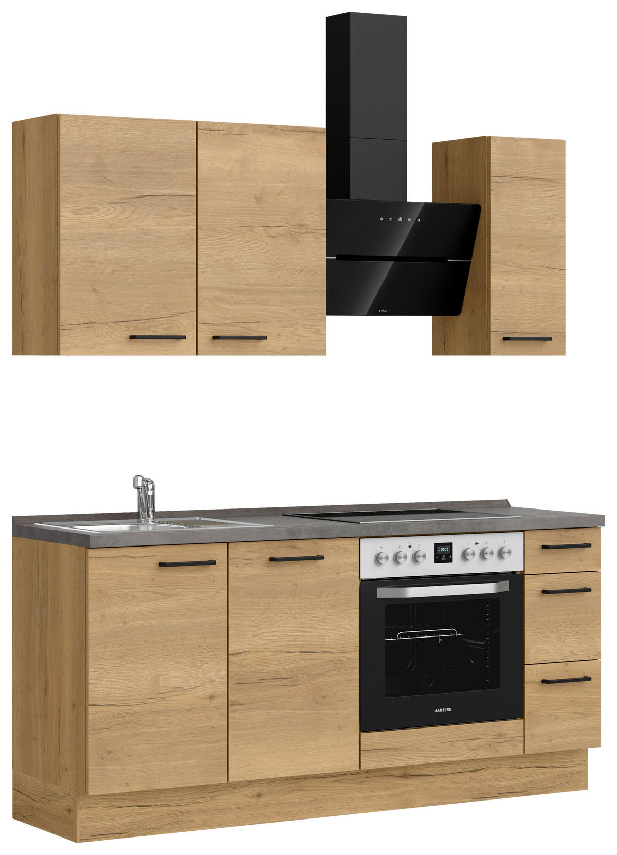 KÜCHENLEERBLOCK 180 cm   in Eichefarben, Schieferfarben  - Schieferfarben/Eichefarben, MODERN, Holzwerkstoff/Metall (180cm) - Nobilia