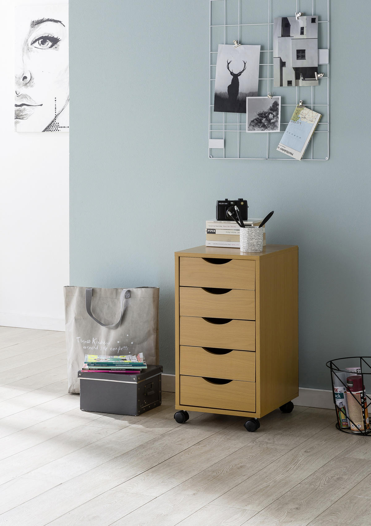 ROLLCONTAINER 33/68/38 cm  - Buchefarben, Konventionell, Holzwerkstoff/Kunststoff (33/68/38cm) - MID.YOU