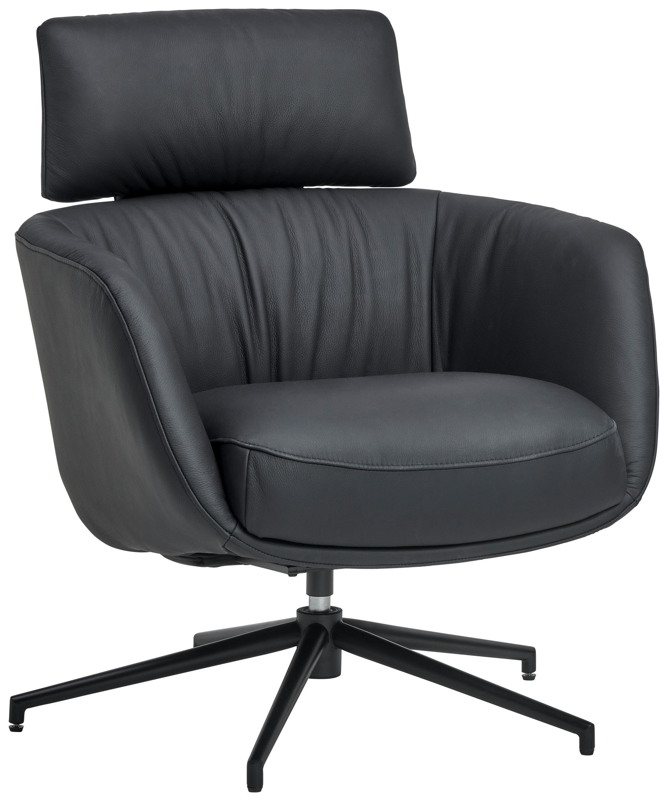 RELAXSESSEL Metall, Leder Schwarz  - Schwarz, Design, Leder/Metall (73/86/83cm) - Dieter Knoll