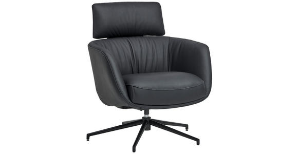 RELAXSESSEL in Metall, Leder Schwarz  - Schwarz, Design, Leder/Metall (73/86/83cm) - Dieter Knoll