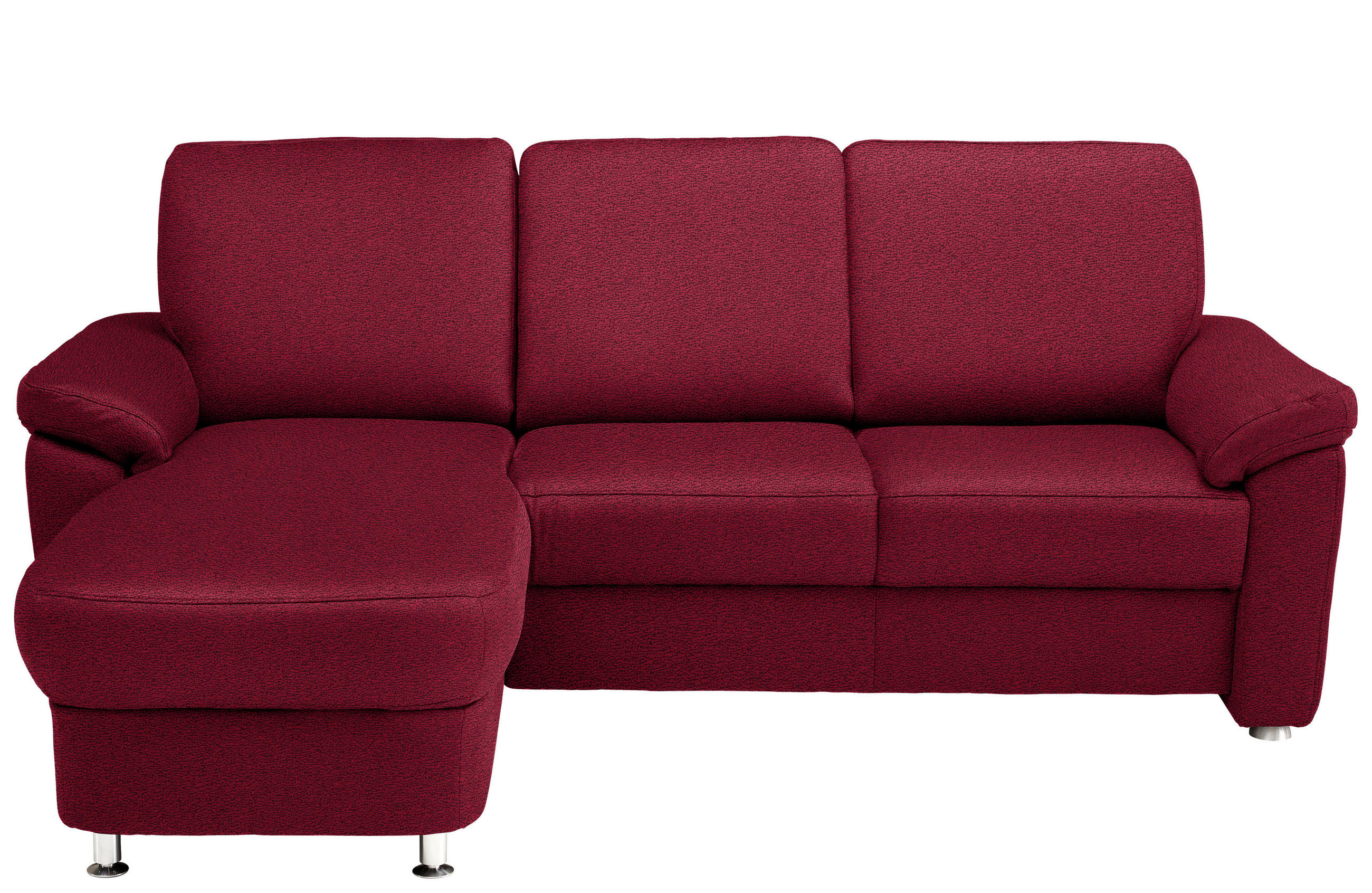 ECKSOFA in Flachgewebe Weinrot  - Chromfarben/Weinrot, Konventionell, Textil/Metall (163/220cm) - Beldomo System