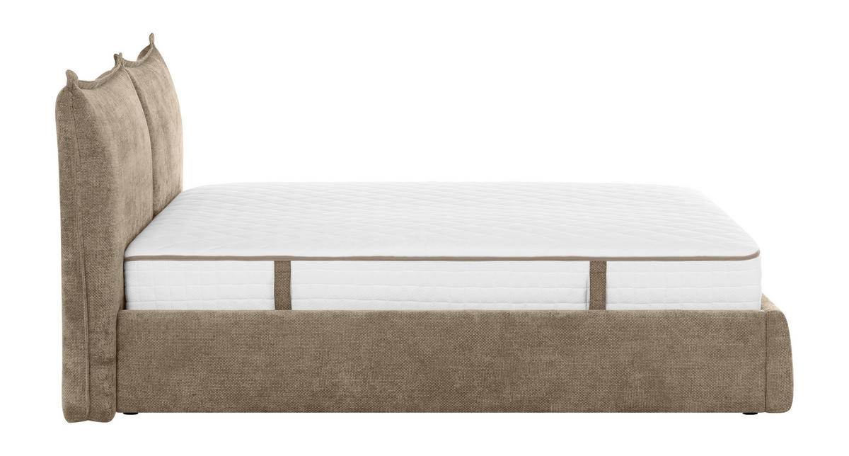 STOPPAD SÄNG ,180/200 cm  i brun  - brun/svart, Klassisk, trä/textil (180/200cm) - Best Price