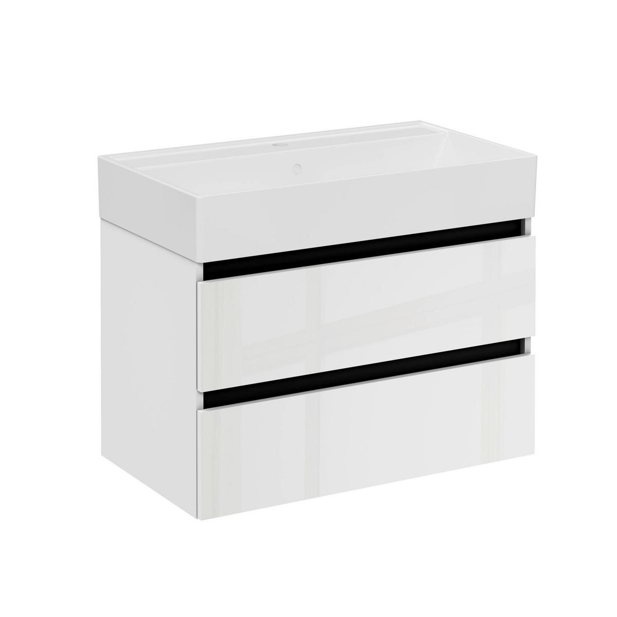 WASCHTISCHKOMBI 81,5 cm  - Schwarz/Weiß, MODERN, Keramik/Holzwerkstoff (81,5cm) - Voleo