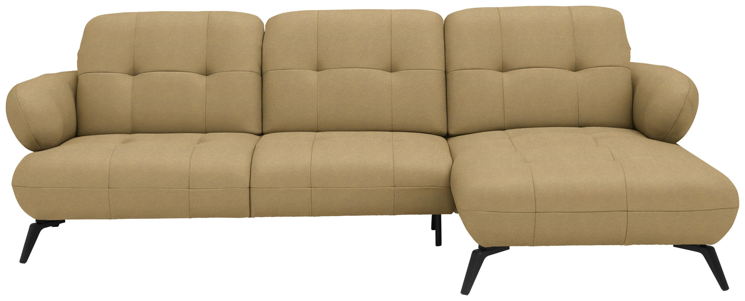 ECKSOFA  Flachgewebe Honig  - Schwarz/Honig, Design, Textil/Metall (282/189cm) - Novel
