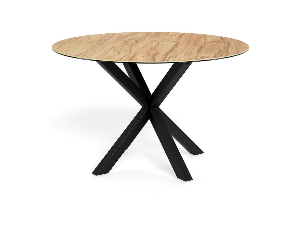 ESSTISCH in Metall, Glas, Keramik 119/119/75,5 cm  - Eichefarben/Schwarz, MODERN, Glas/Keramik (119/119/75,5cm) - MID.YOU