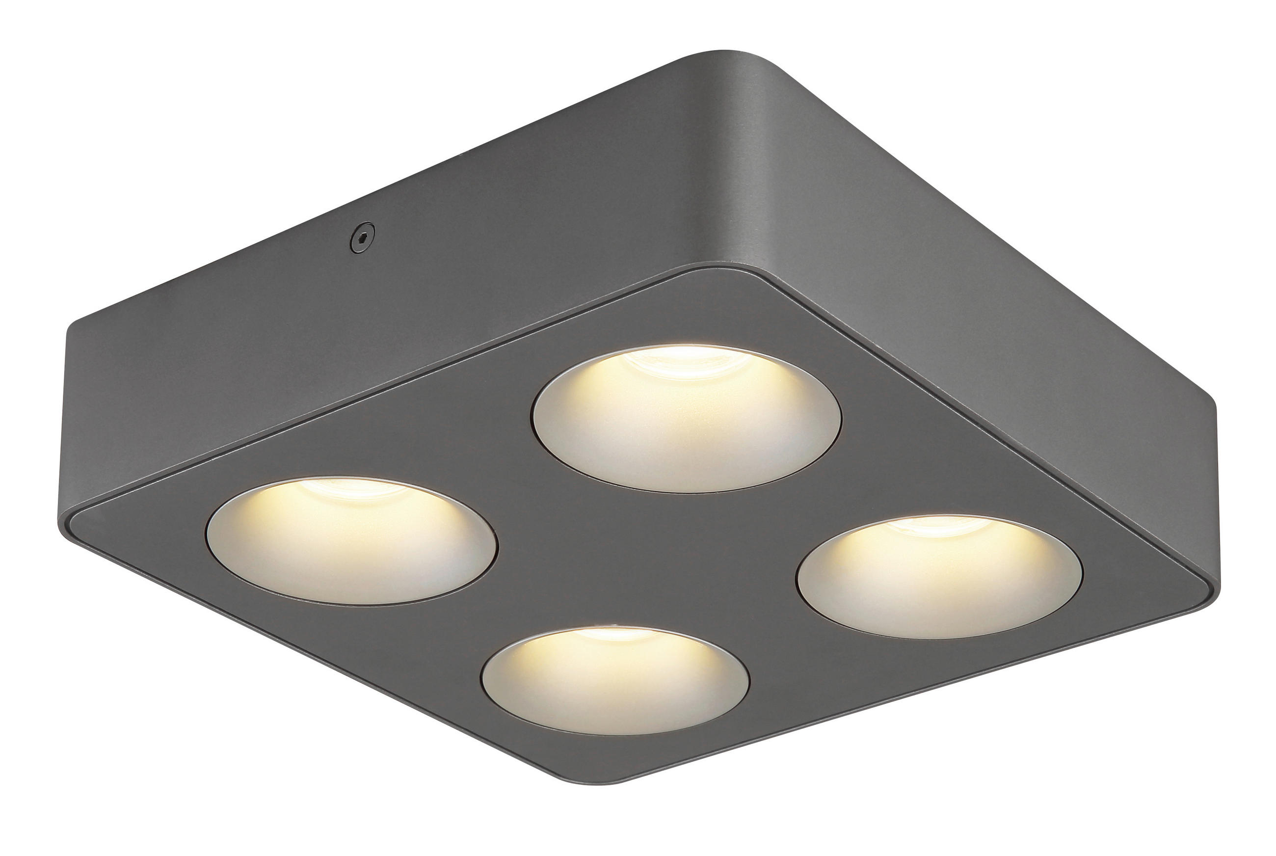 LED ZÁŘIČ, 22.4/22.4/5.5 cm - čiré/tmavě šedá, Konvenční, kov/plast (22.4/22.4/5.5cm) - Globo
