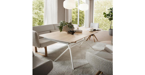 ESSTISCH      - Eiche Bianco/Creme, Design, Holz/Metall (200/100/76cm) - Valnatura